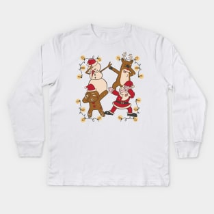 Dabbing cartoon christmas Kids Long Sleeve T-Shirt